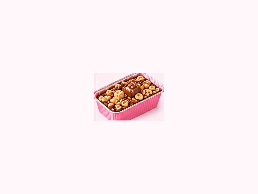 P.B Brownie studio-style product illustration in a pink foil tray